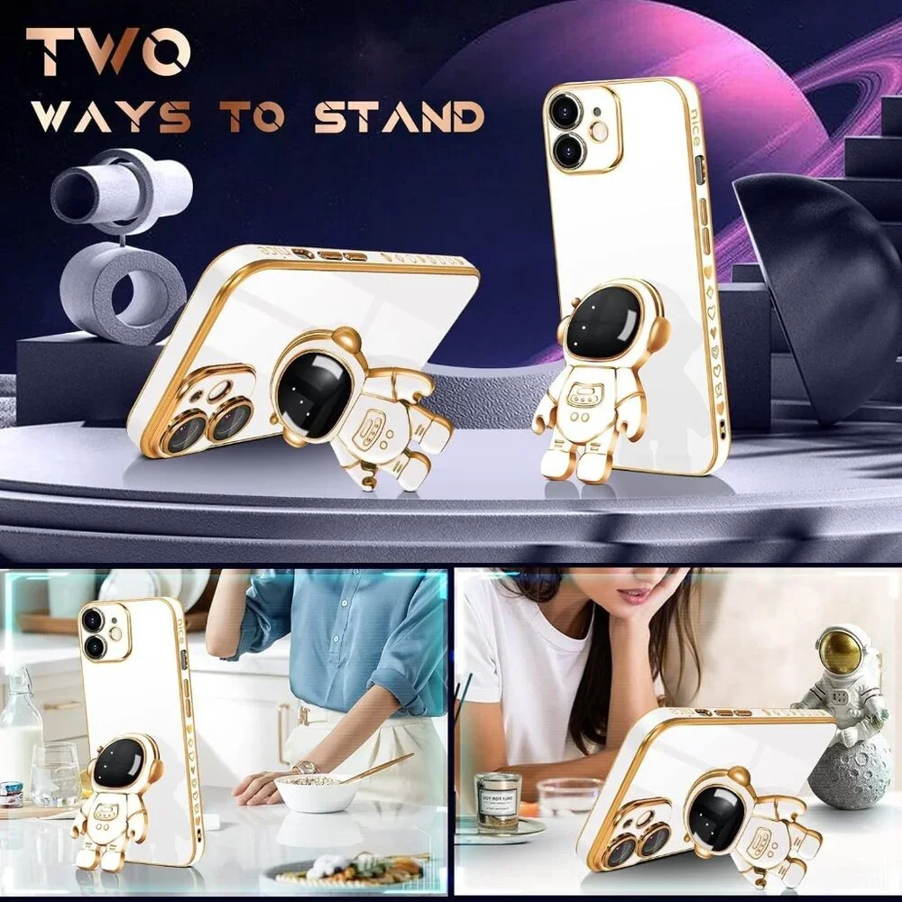 White 6D Astronaut iPhone 11 Case - Built-in Camera Lens Protector - 6.1